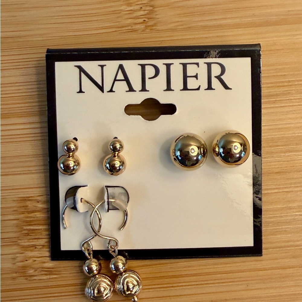 Napier Shiny Gold-Tone Mixed Earring Set